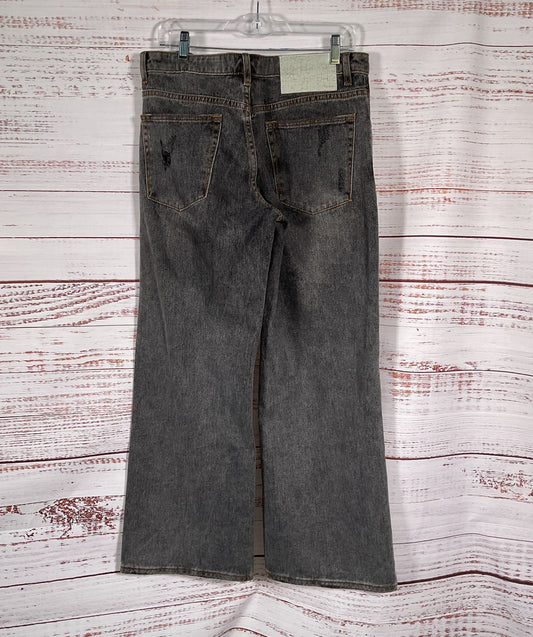 One Teaspoon Low Riders Distressed Wide Leg Jeans Gray 28