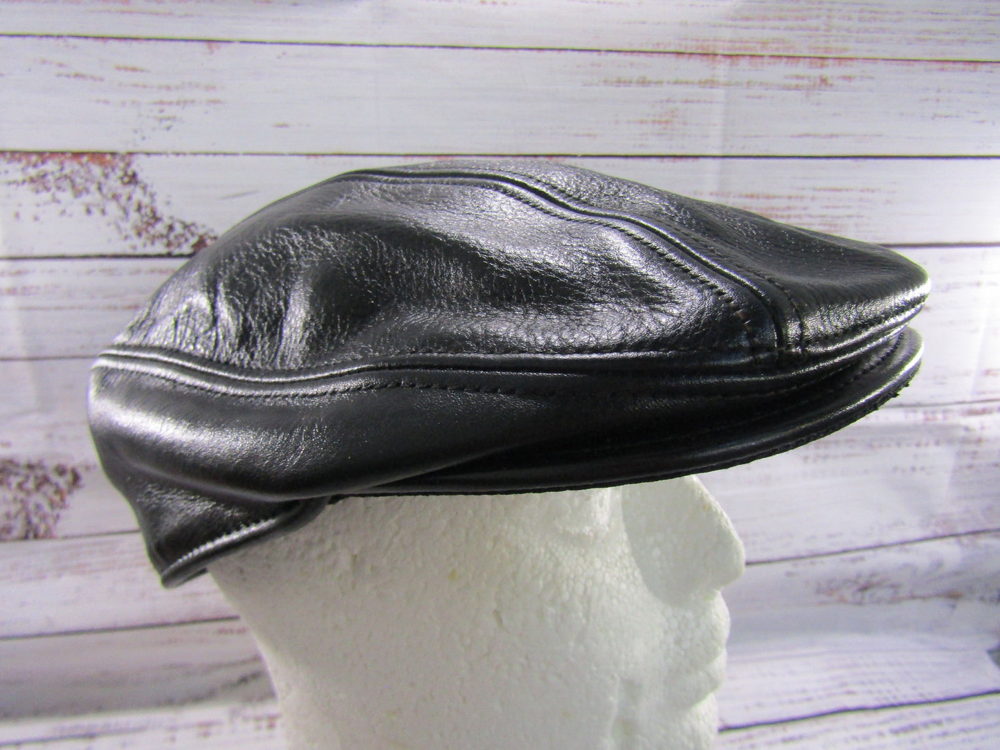 Goorin Bros Chandler Fields Men's Black Leather Newsboy Cabbie Flat Cap