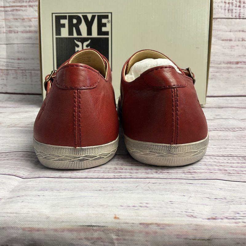 Frye Mindy Monk Burnt Red Tumbled Leather Buckle Shoe Women's Size 7