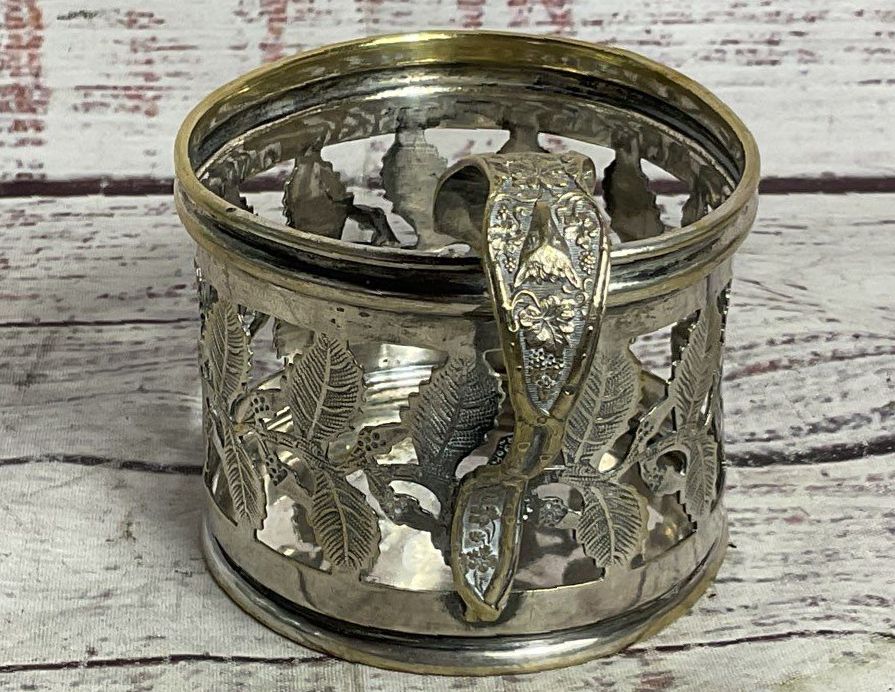 Buch Antique Russian 2.5" Podstakannik Tea Glass Holder Silver Plated