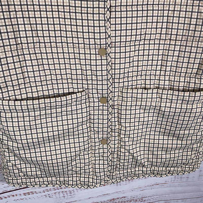 Selected Femme Beige Plaid Full Button Puffer Vest - Size 38