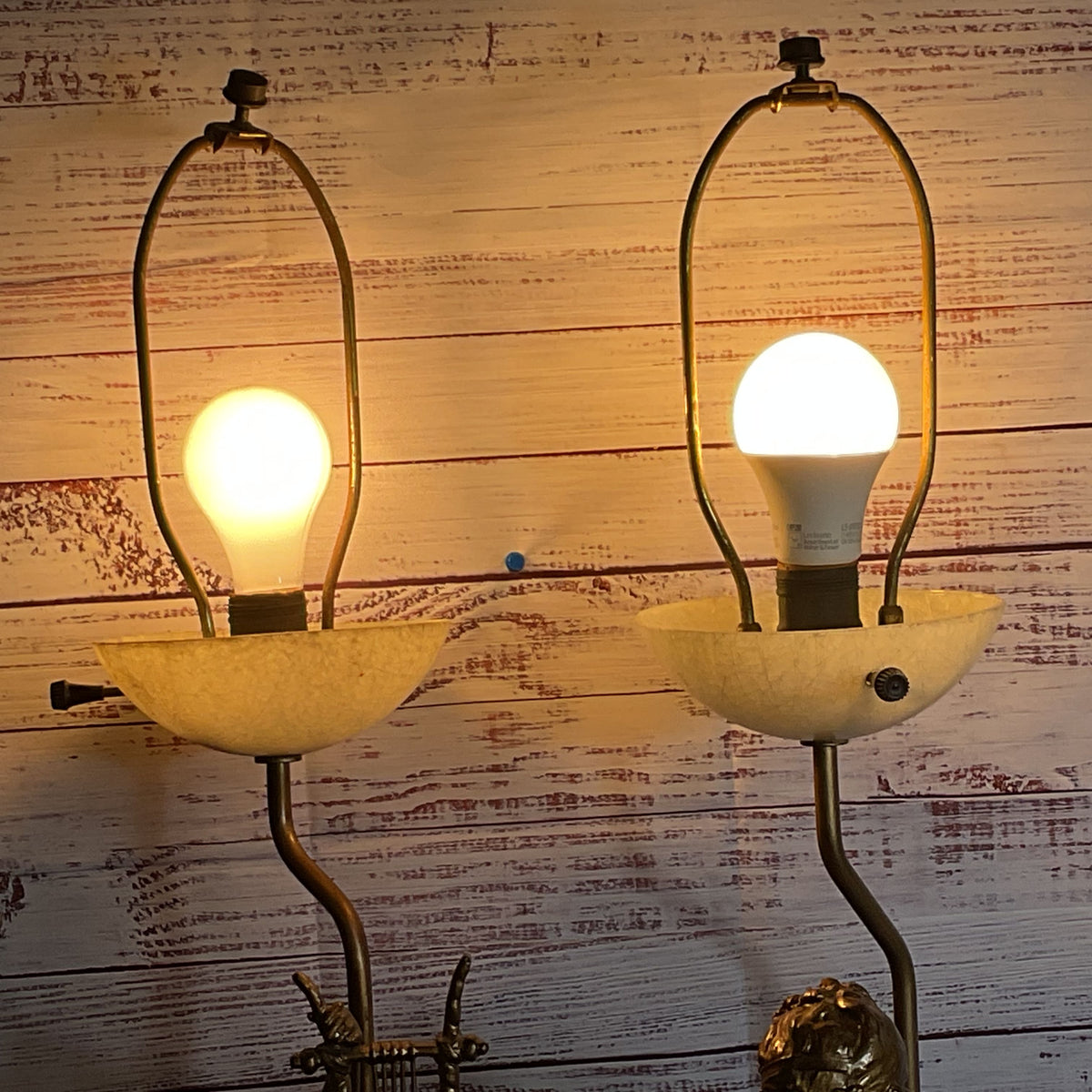 Set of 2 ANTIQUE MATHURINE MOREAU Maiden's with Harp and Flowers Lamps- 35"