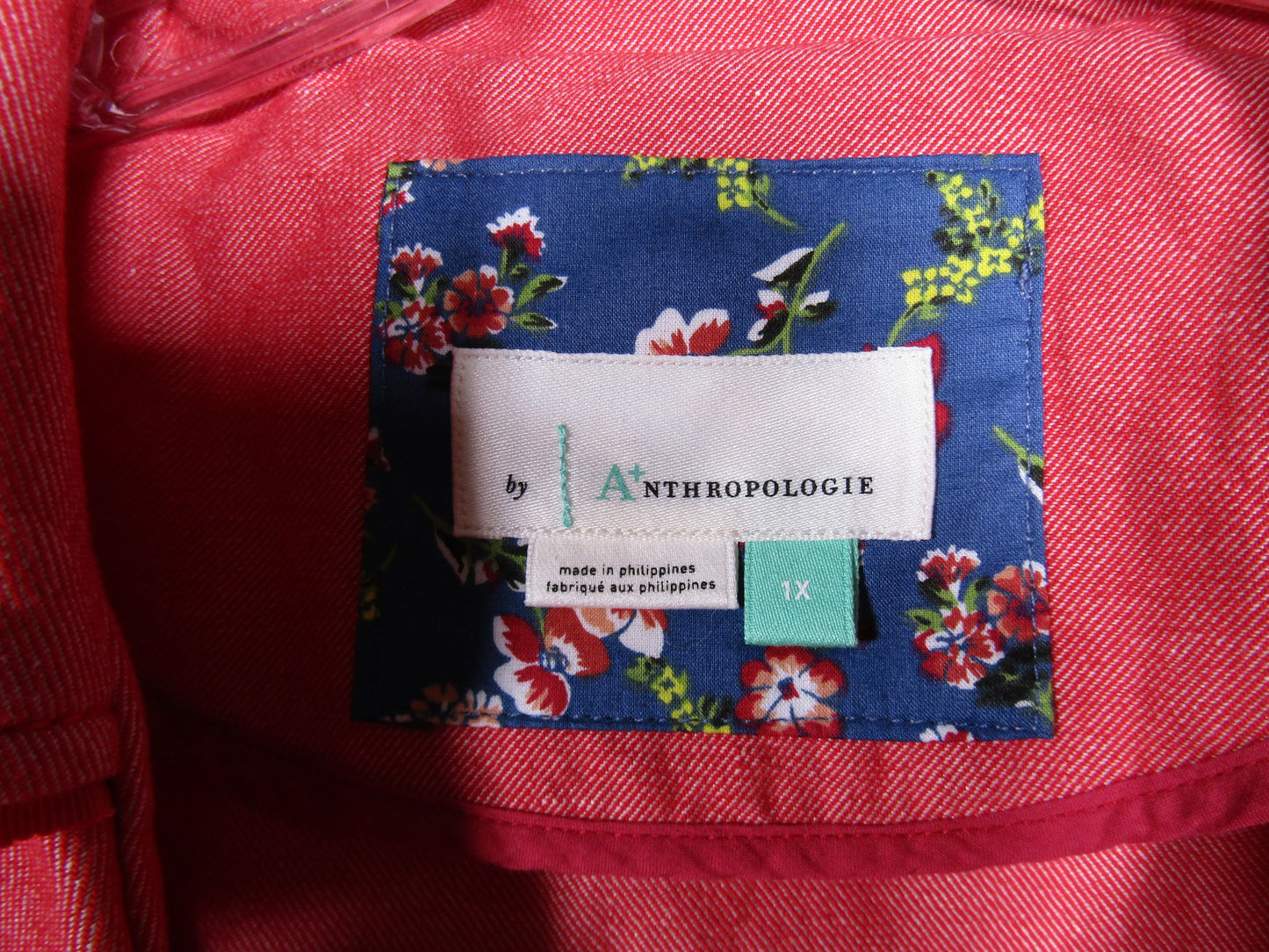 Anthropologie Elle Women's Red Cotton Lien Blend Trench Coat Size 1X