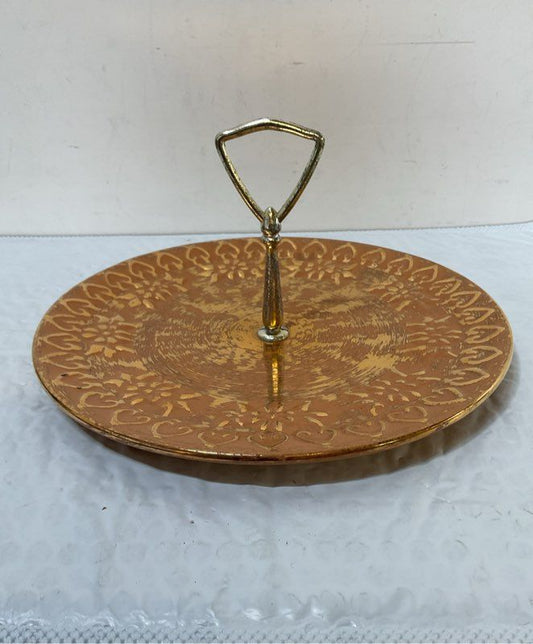 HAND PAINTED STANGL GRANADA GOLD SNACK PLATE 5151 10"