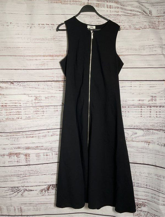 NWT Women's COS Black Flare Dress w/ front zipper Size L