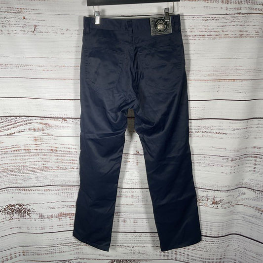 Versace Jeans Couture Navy Blue Coated Denim Medusa Button Pants 29x31 in.