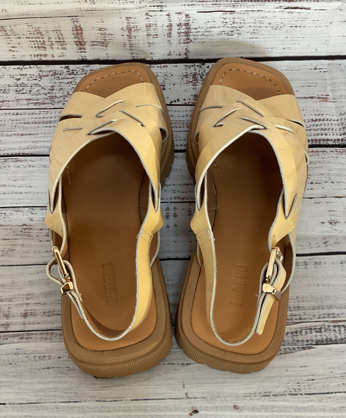 Maeve By Anthropologie Patent Leather Strappy Lug Sandals Neutral 8
