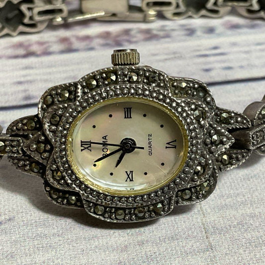 BOMA Sterling Silver Mother of Pearl Dial Watch- 7"