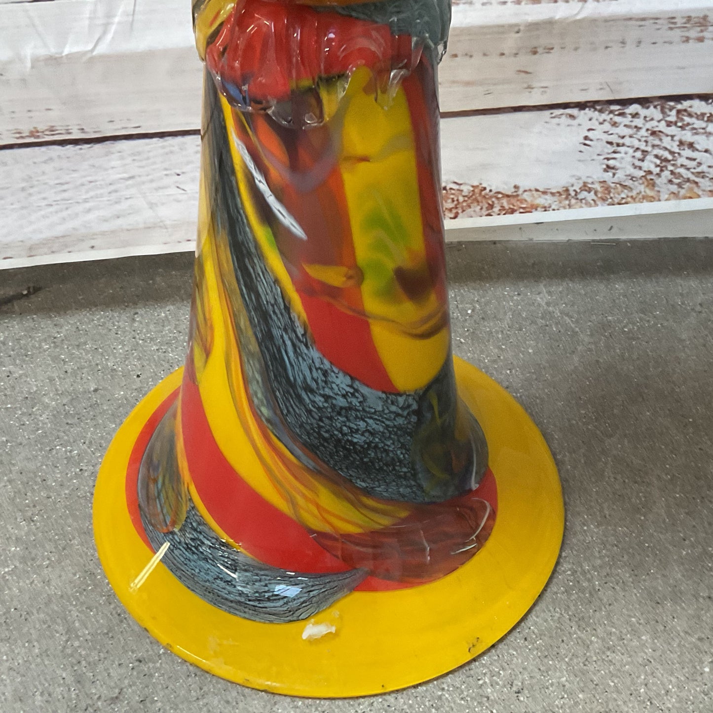 Signed 2003 ALIKSONDRA Large 32" Swirl Art Glass Vase