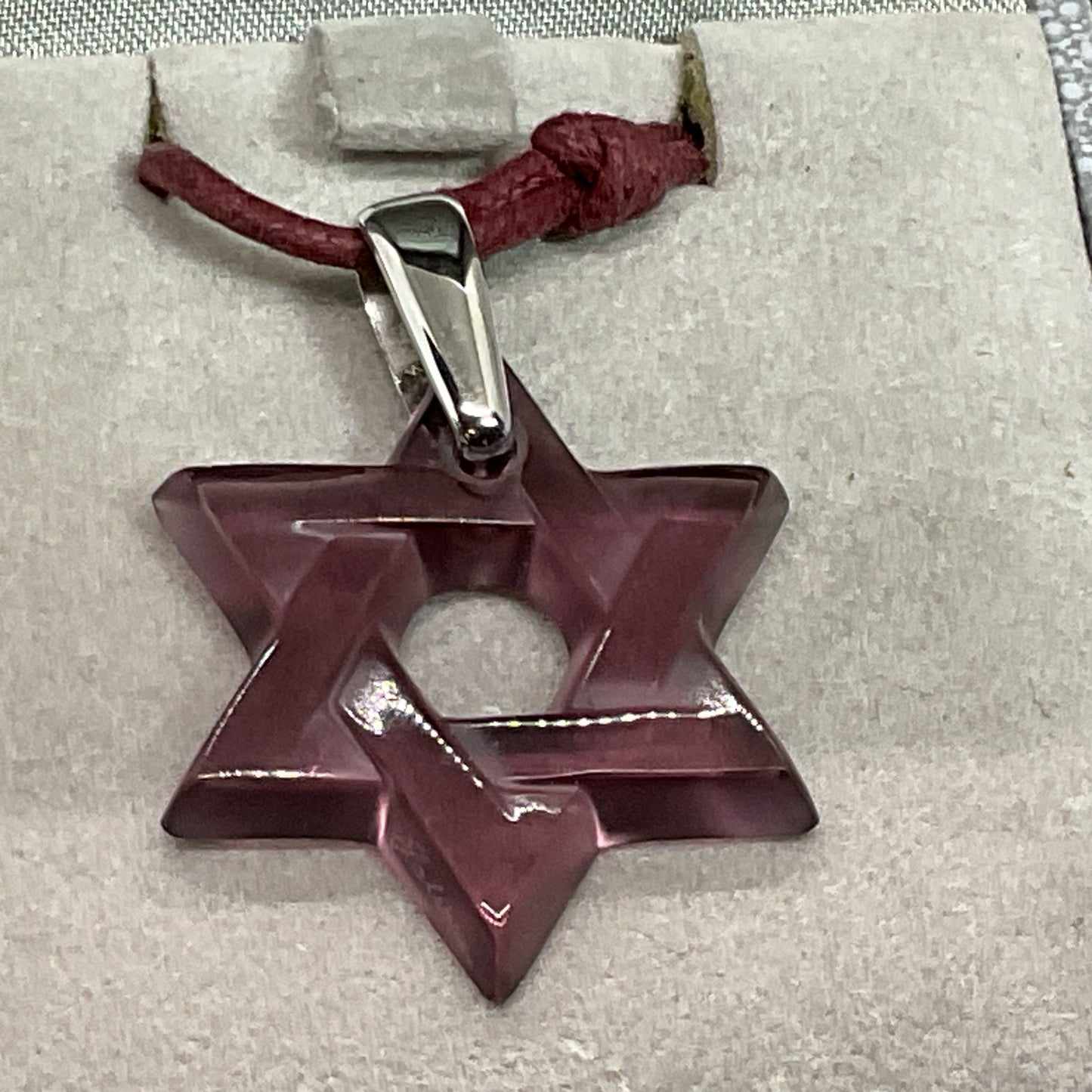 LALIQUE Sterling Silver Purple Stat of David Pendant Rope Necklace