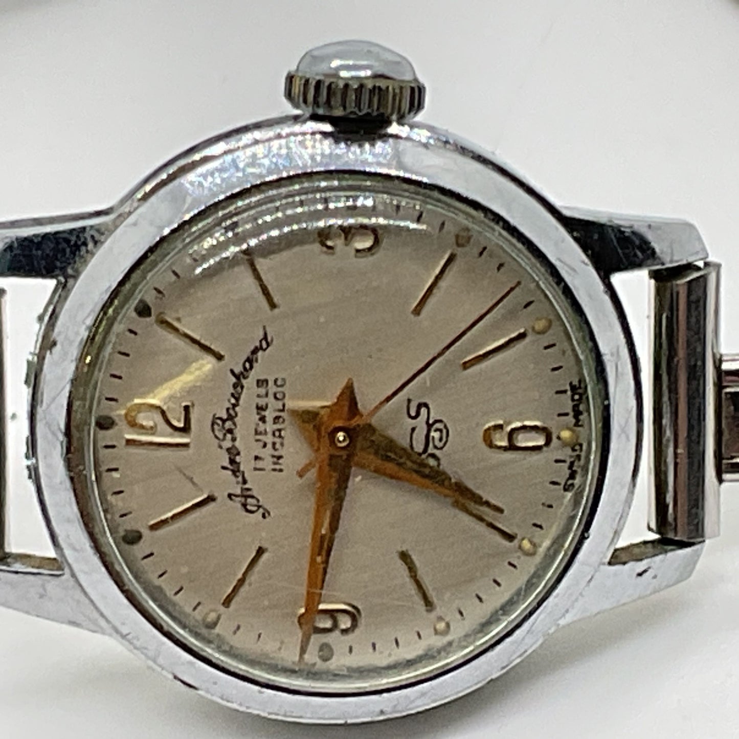 ANDRE BOUCHARD Silver Tone Women's Watch w/ Kreisler Gold Filled Band- WORKS!!!!