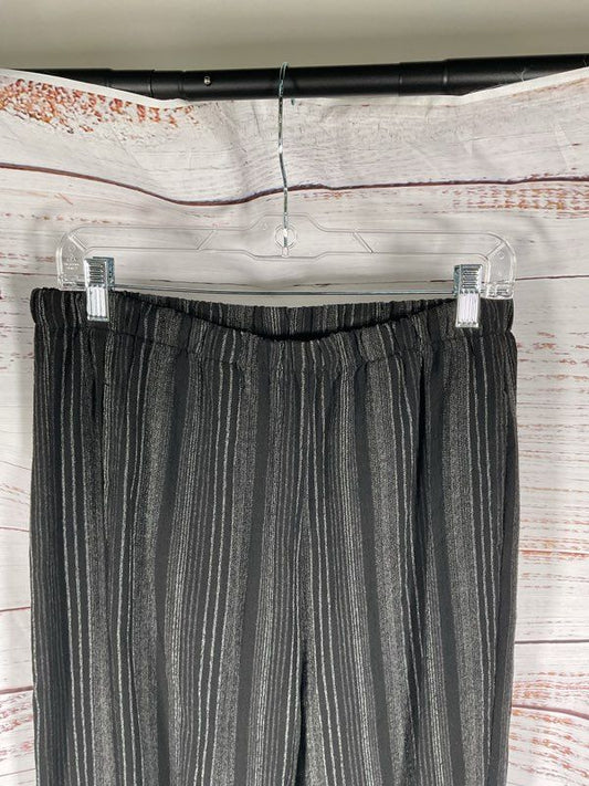 Lisa Bayne Pinstripe Lantern Pants Women’s Size L Pull On Pockets Lagenlook