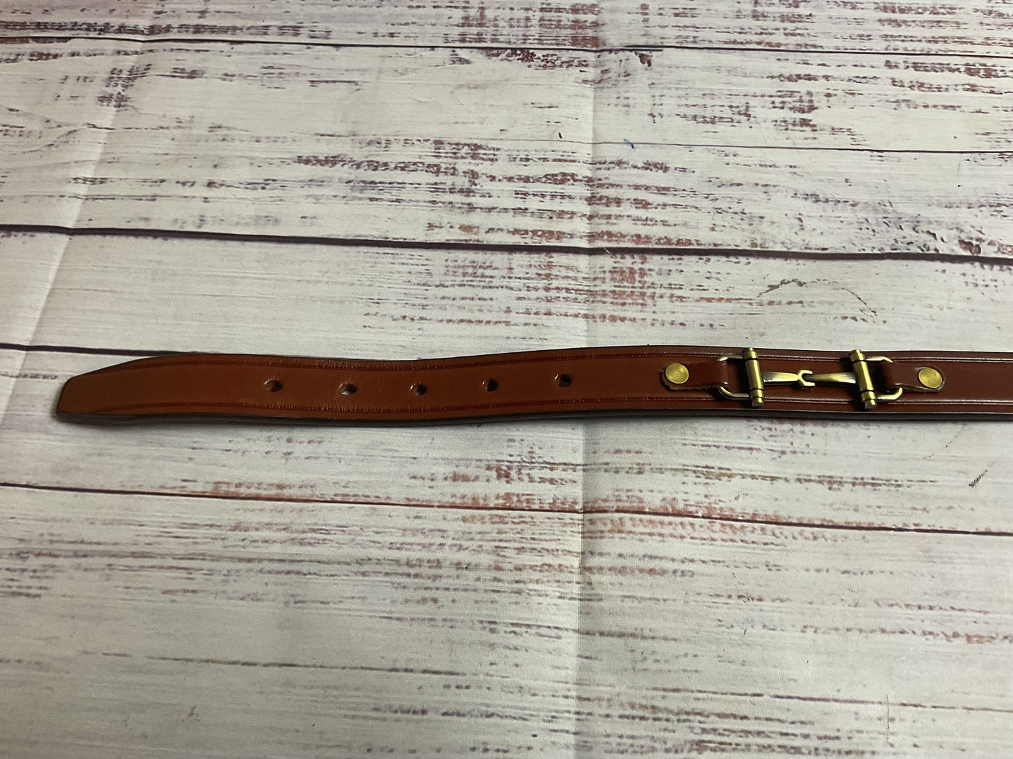 Tory Brown English Bridle Leather Belt Brass Buckle - Size 28