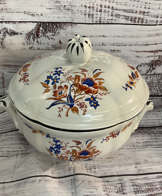 Luneville Ceramic Louis XV Paquerette Serving Bowl & Platter Multicolor