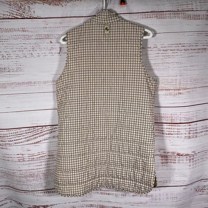 Selected Femme Beige Plaid Full Button Puffer Vest - Size 38