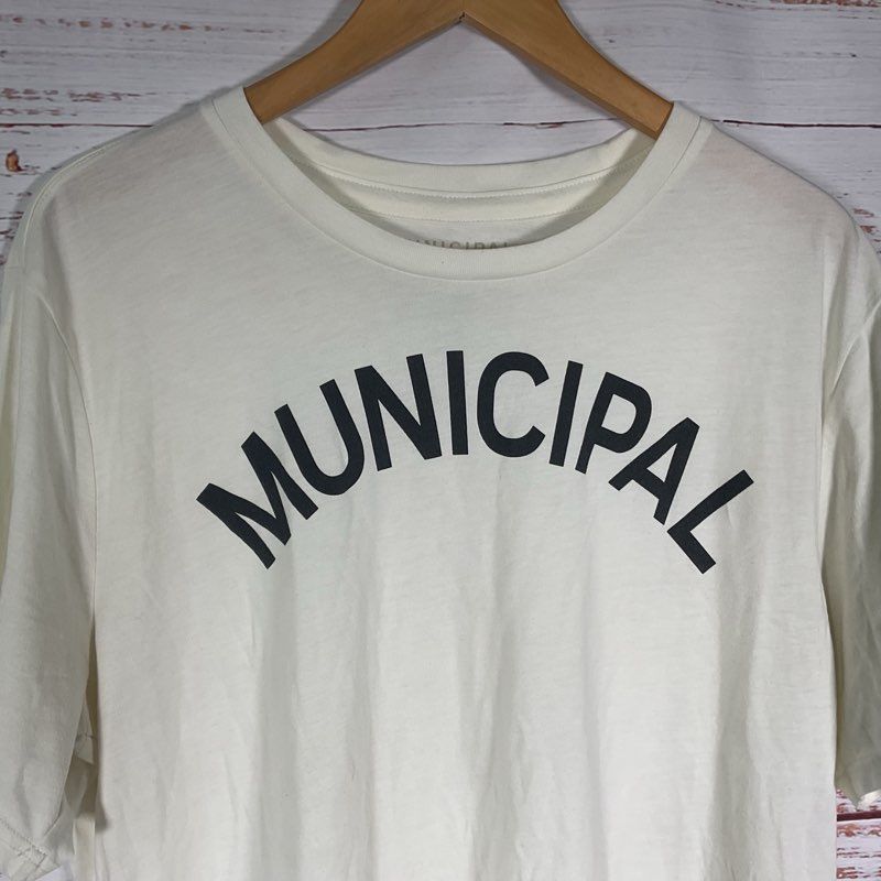 Municipal White Logo Print Short Sleeve Crewneck T-shirt - Size XL