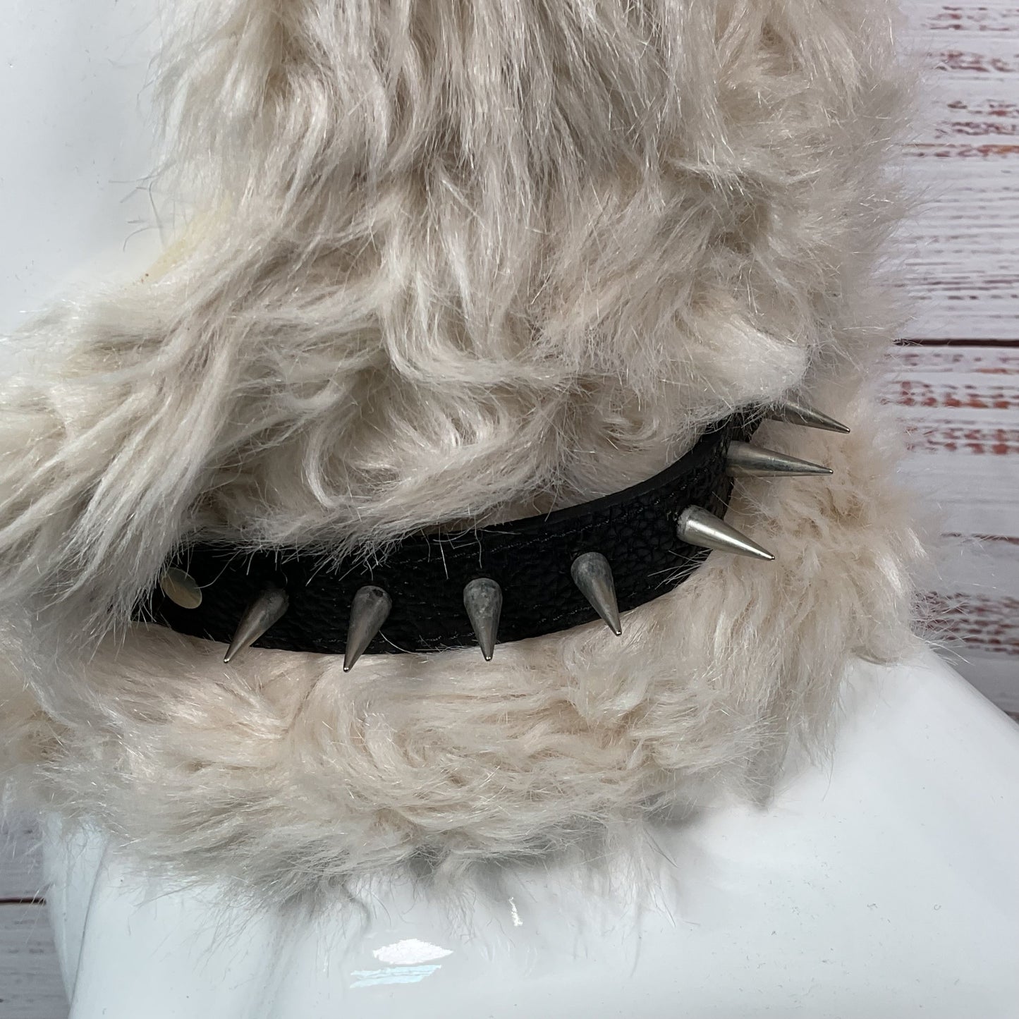 CFIERCE Faux Fur Studded Choker Punk Bunny Hoodie Hat