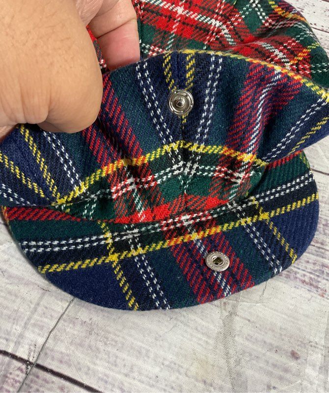 Scottish Clanwear Plaid Wool Beret Hat Pom Pom Made Scotland - Size 6 7/8