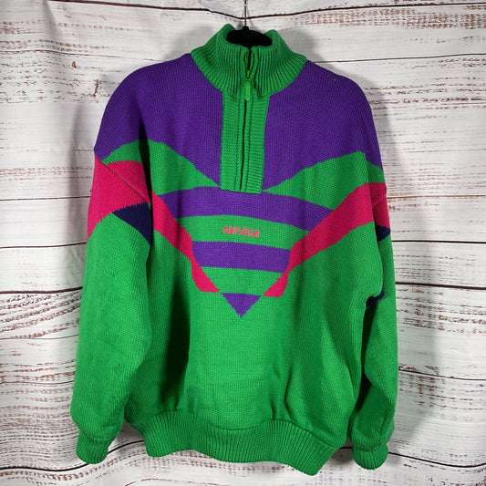 VTG NEVICA 100% Wool Color Block Ski Snowboard Pullover Sweater SEE MEASUREMENTS