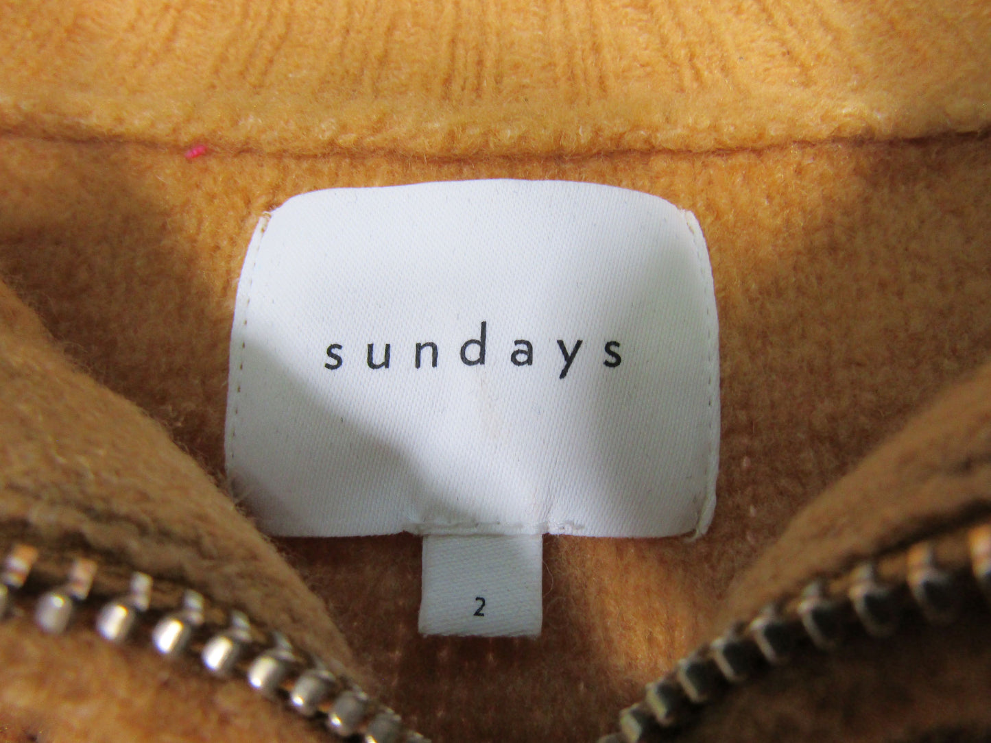 We Are Sundays Women's Mustard Yellow 1/4 Zip Cable Knit Sweater Size 2