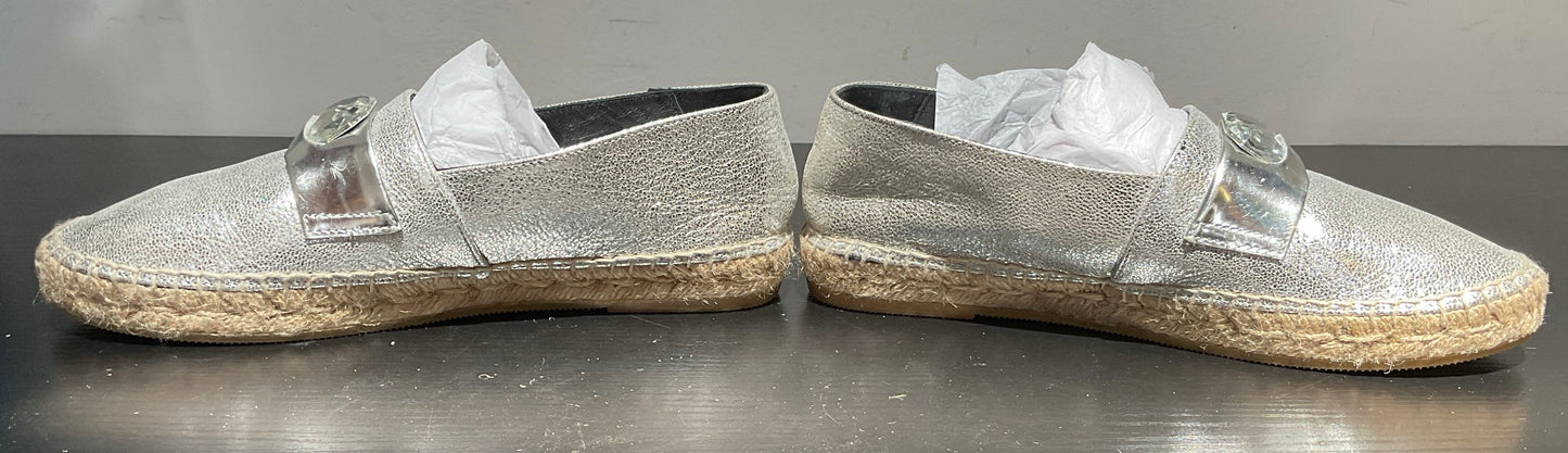 Robert Clergie Etoile Silver Pebble Leather Sneaker Espadrilles Shoe Women Size9