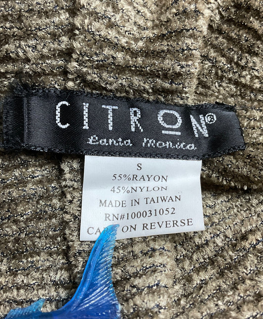 Citron Asymmetrical Cardigan Sweater Open Front Khaki Brown Women's - Size Small