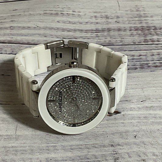 ANNE KLEIN AK/1019 Y121E/3 Women's White Linked Rhinestone Watch- 6.75"