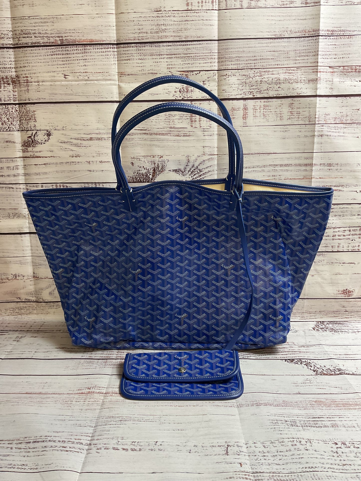 Dark Blue Goyard Tote with Matching Wallet