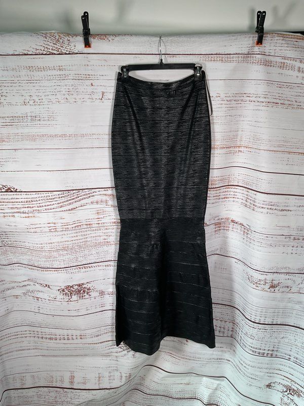 Alberto Makali Women's Black Metallic High Waisted Long Skirt Size M