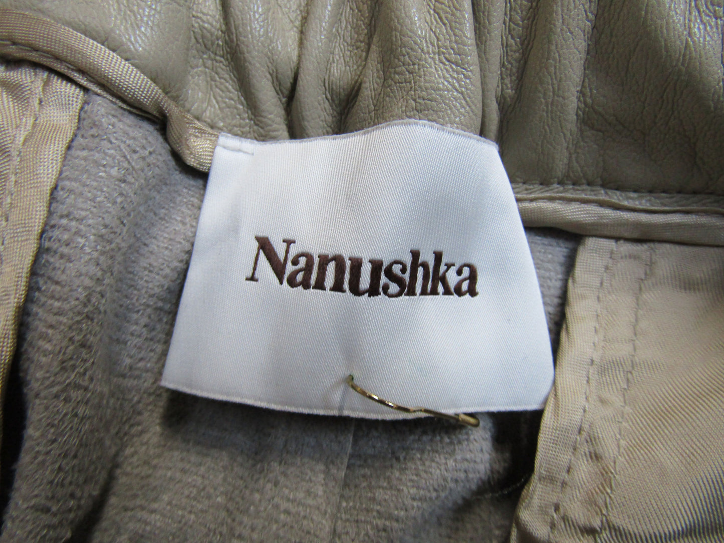 Nanushka Women's Beige Faux Leather Pants Size M