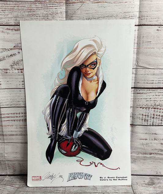 Black Cat Superior Spiderman Print Autographed By J Scott Campbell