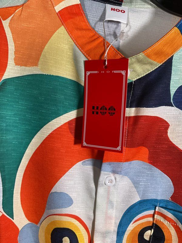 NWT HOO Men's Multicolor Octopus Graphic Button Up Shirt Size XL