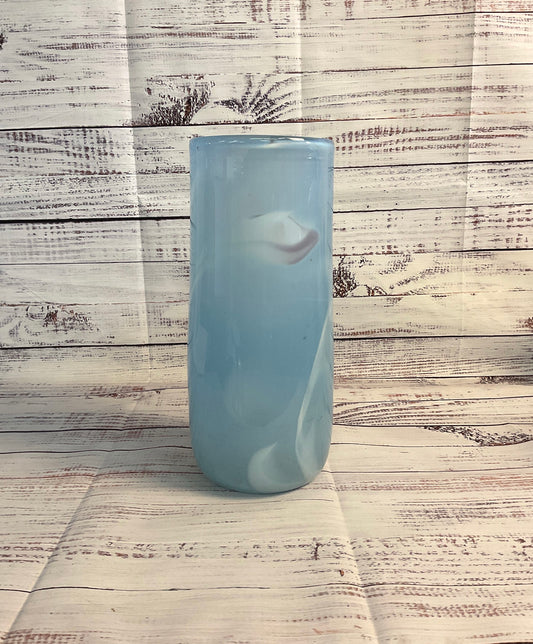 Blue Glass Vase Signed 1999