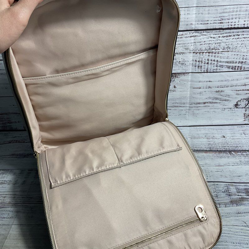 Calpak R+F Kaya Laptop Bog Star Print Beige Faux Leather Laptop Bag Backpack