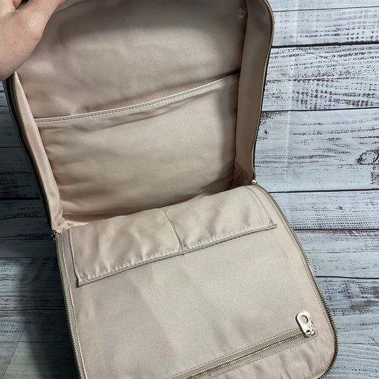 Calpak R+F Kaya Laptop Bog Star Print Beige Faux Leather Laptop Bag Backpack