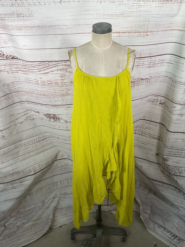 Meo Meli Women's Asymmetrical Neon Yellow Cotton Dress Made in Italy