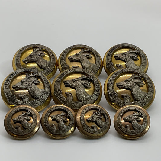 ANTIQUE SUPERIEUR France Rallye LA Haut Two Tone Deer Motif Buttons- Set of 10