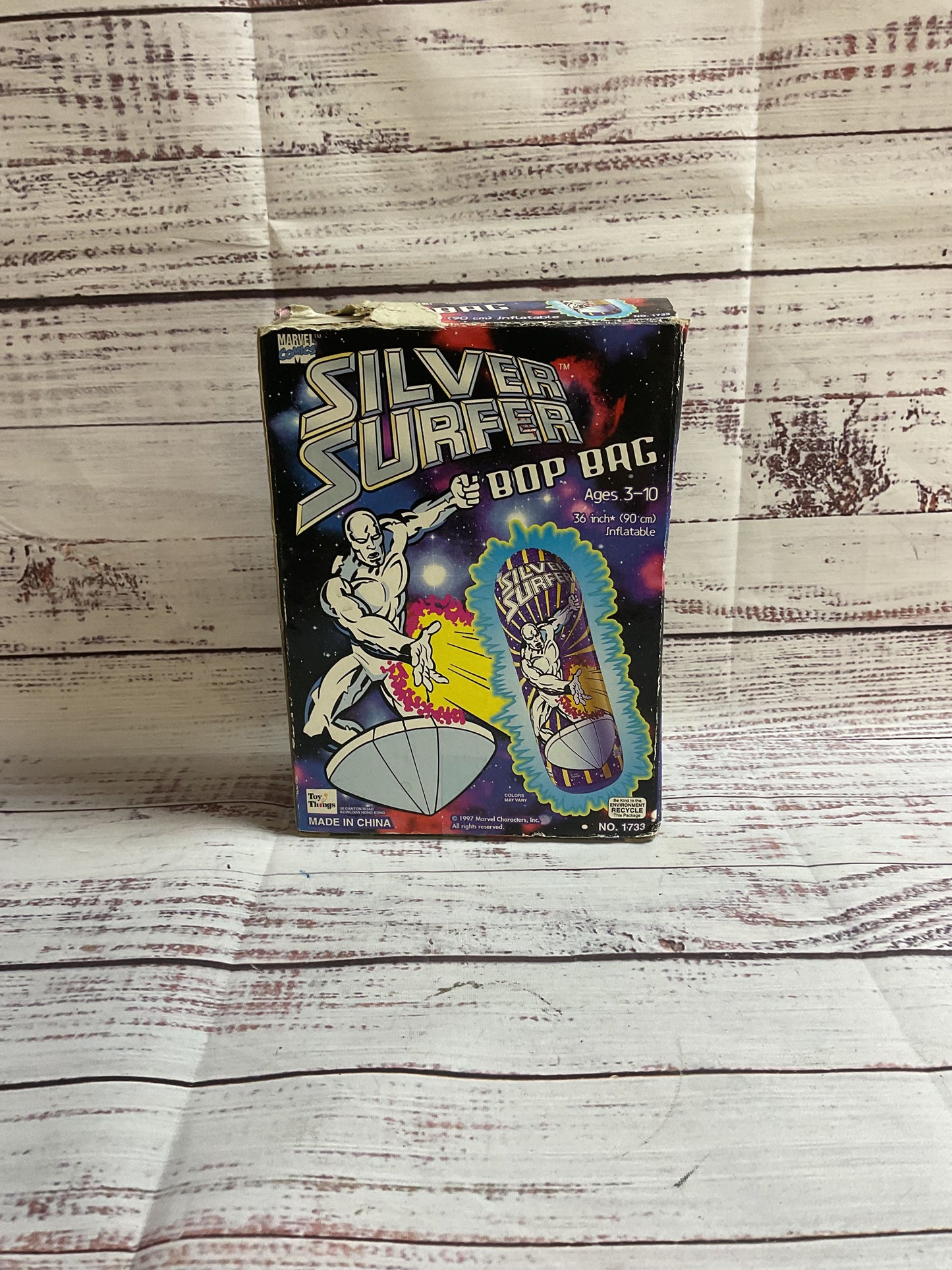 Vintage Marvel Comics Silver Surfer Inflatable Bop Bag 90cm