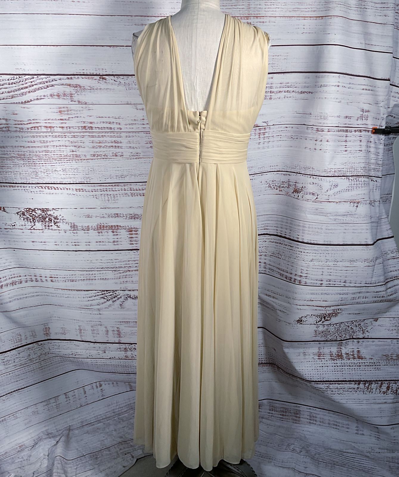 Azazie Halter Style Long Formal Dress Light Beige C