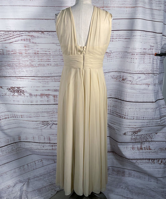 Azazie Halter Style Long Formal Dress Light Beige C