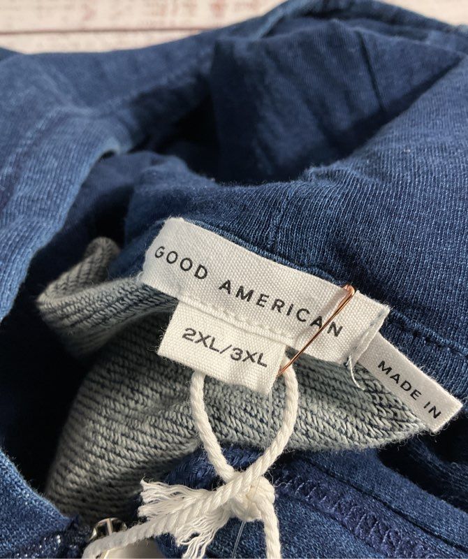 NEW Good American Women's Zip Up Indigo Blue Hoodie Size 2XL/3XL