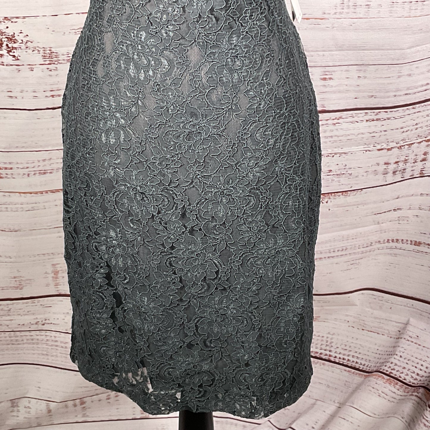 NWT LAUREN RALPH LAUREN Women's Gray Beaded Lace Sleeveless Cocktail Dress- SZ 8