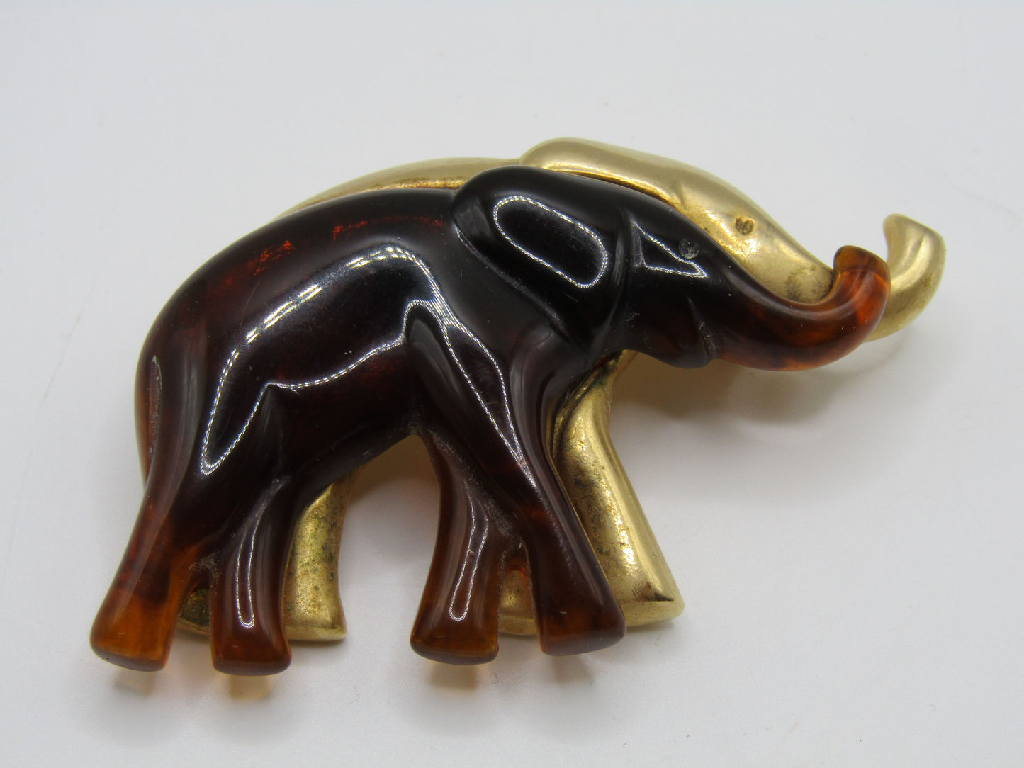Liz Claiborne Gold Plated Resin Elephant Brooch Pin