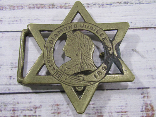 1837-1897 Queen Elizabeth Diamond Jubilee Brass Belt Buckle Made in England