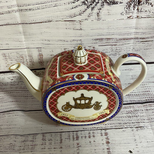 VTG. JAMES SADLER Queen Elizabeth Coronation 1953-2003 Porcelain Teapot