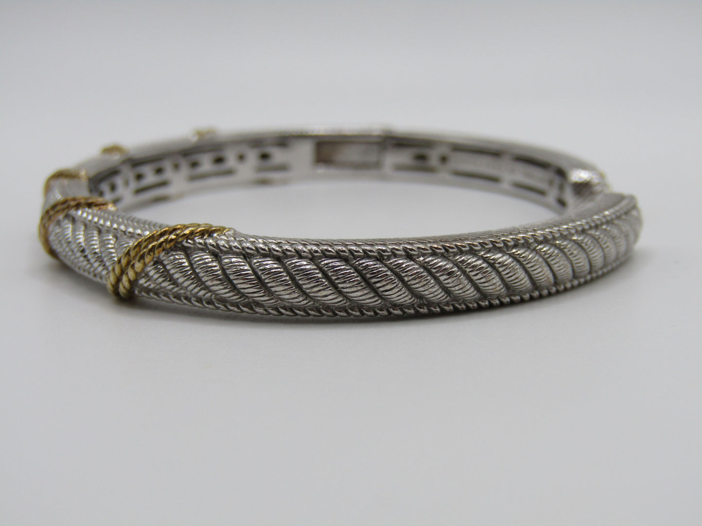 Judith Ripka Sterling Silver 2 Tone Rope Cuff Bracelet