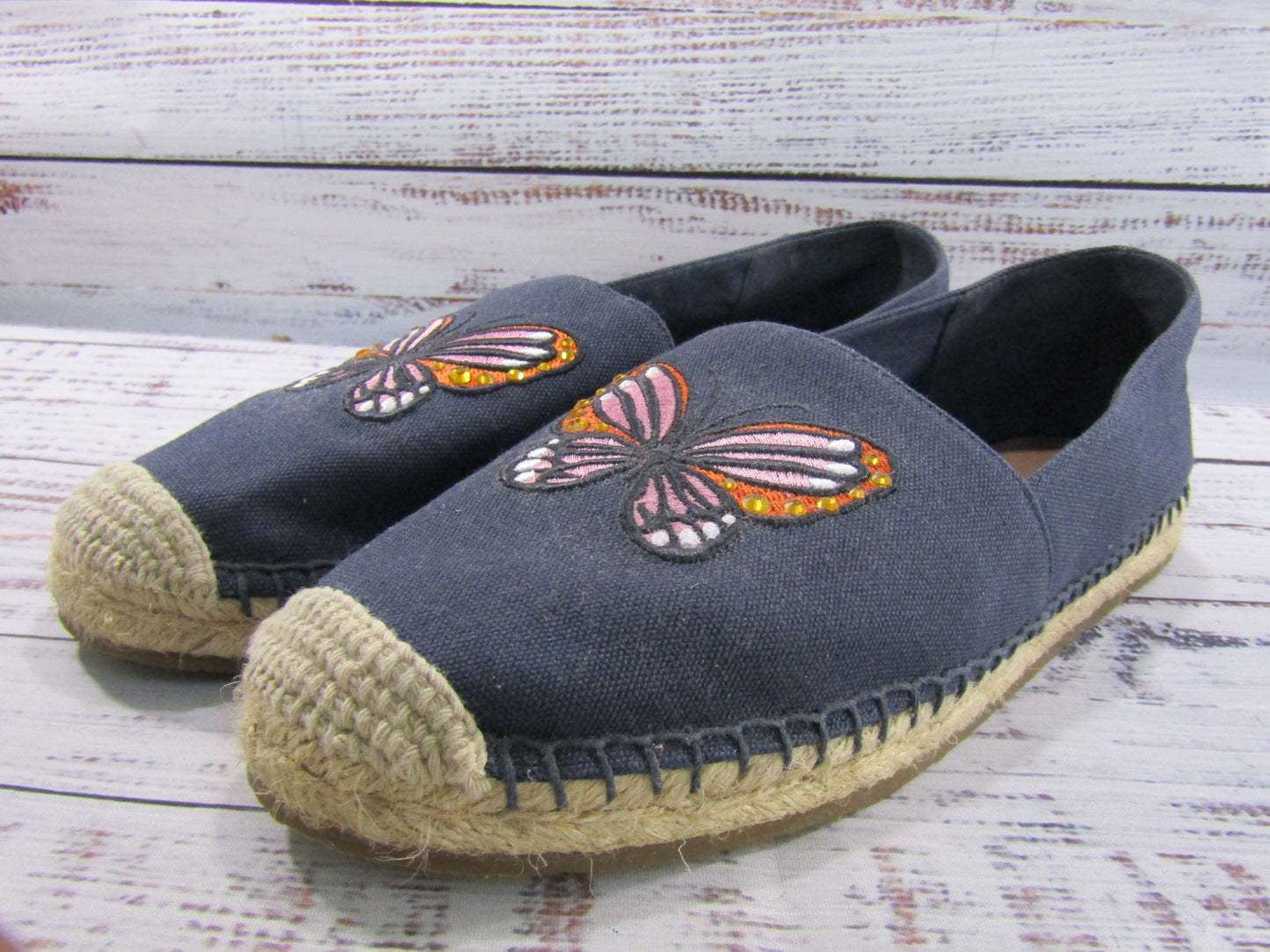 Kate Spade Aflutter Women's Butterfly Embroidered Espadrilles Flat Size 7.5