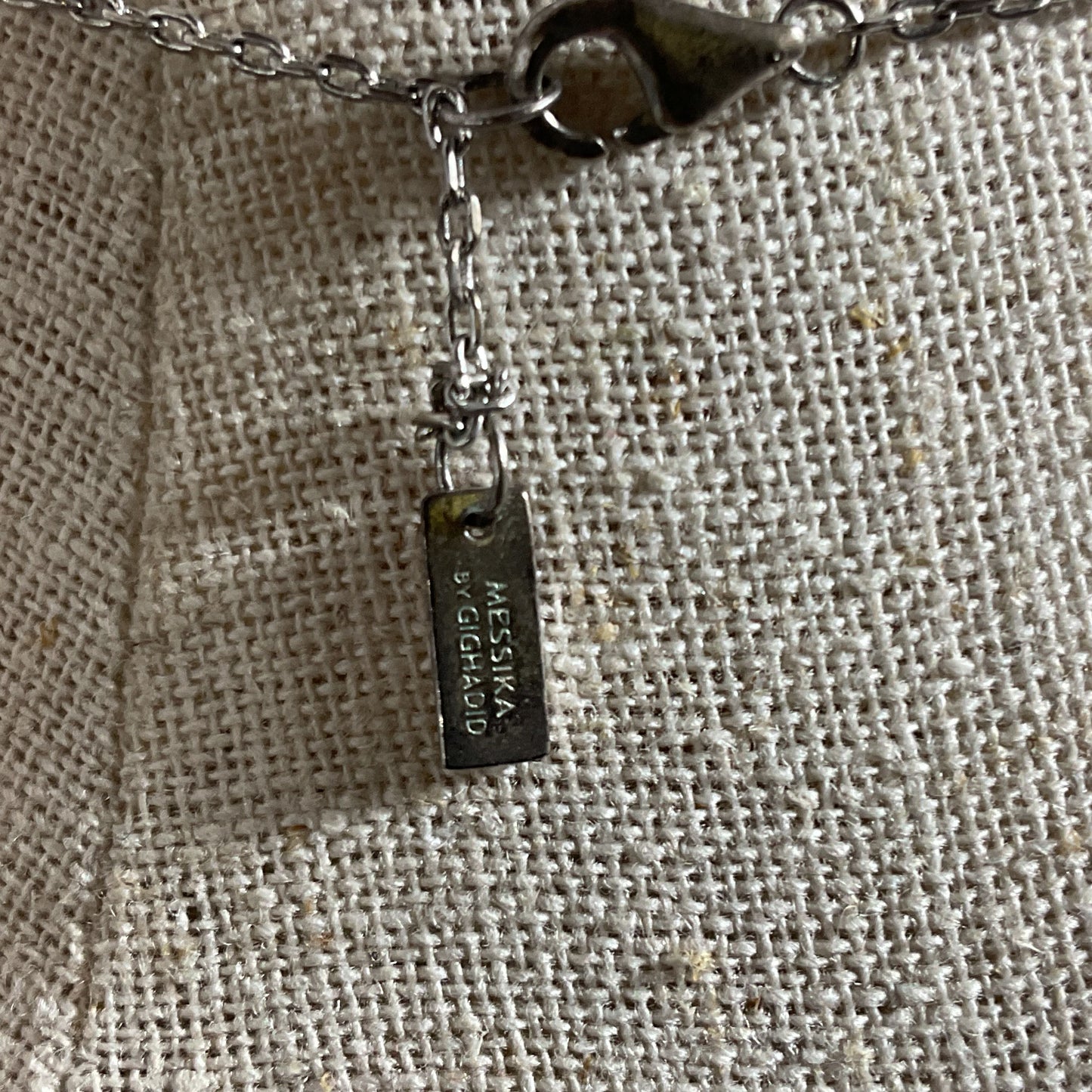 MESSIKA X GIGI HADID Silver Tone & Rhinestone Pendant Necklace-18"