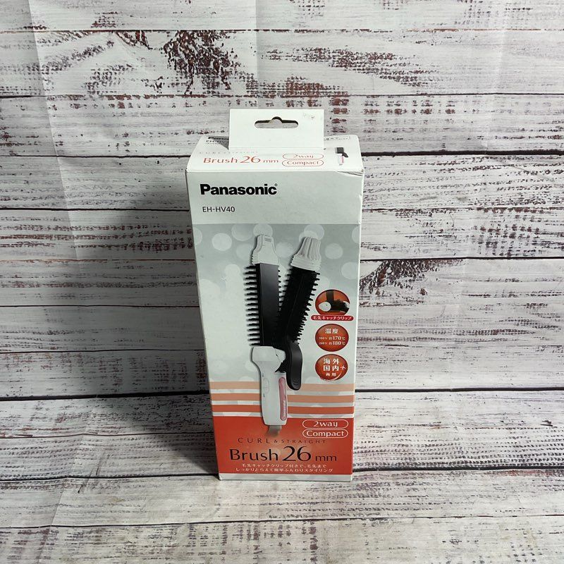 NOB Panasonic Curl & Straighten Compact White Hair Brush Iron EH-HV40