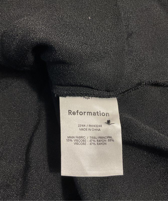 NWT Reformation Women's Black Viscose Blend V-Neck Long Sleeve Blouse Size XL